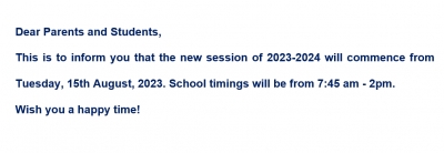 New Session of 2023-2024